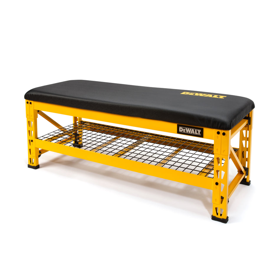 Garage Bench with Wire Grid Storage Shelf