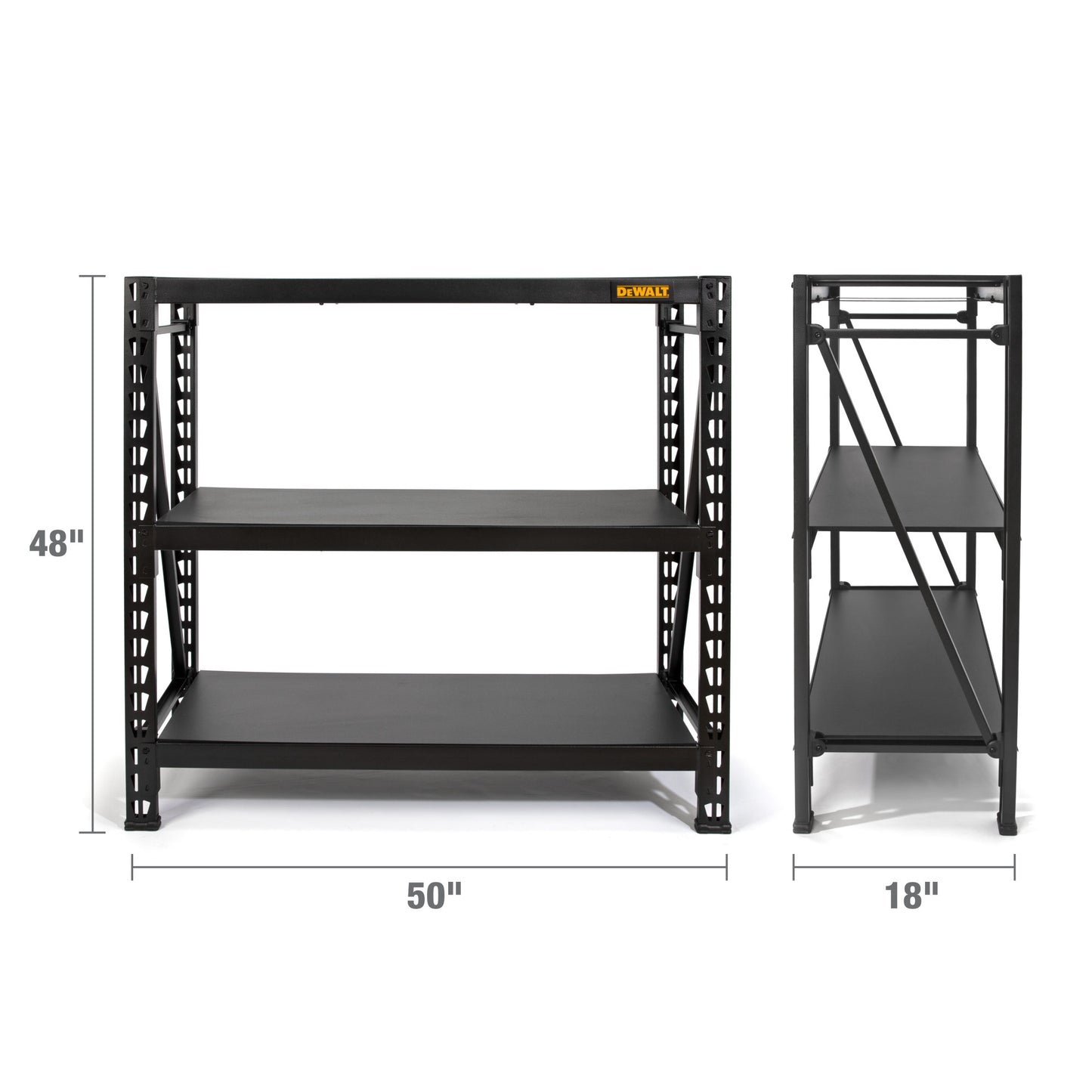 48 in. H x 50 in. W x 18 in. D 3-Shelf Black Industrial Storage Rack