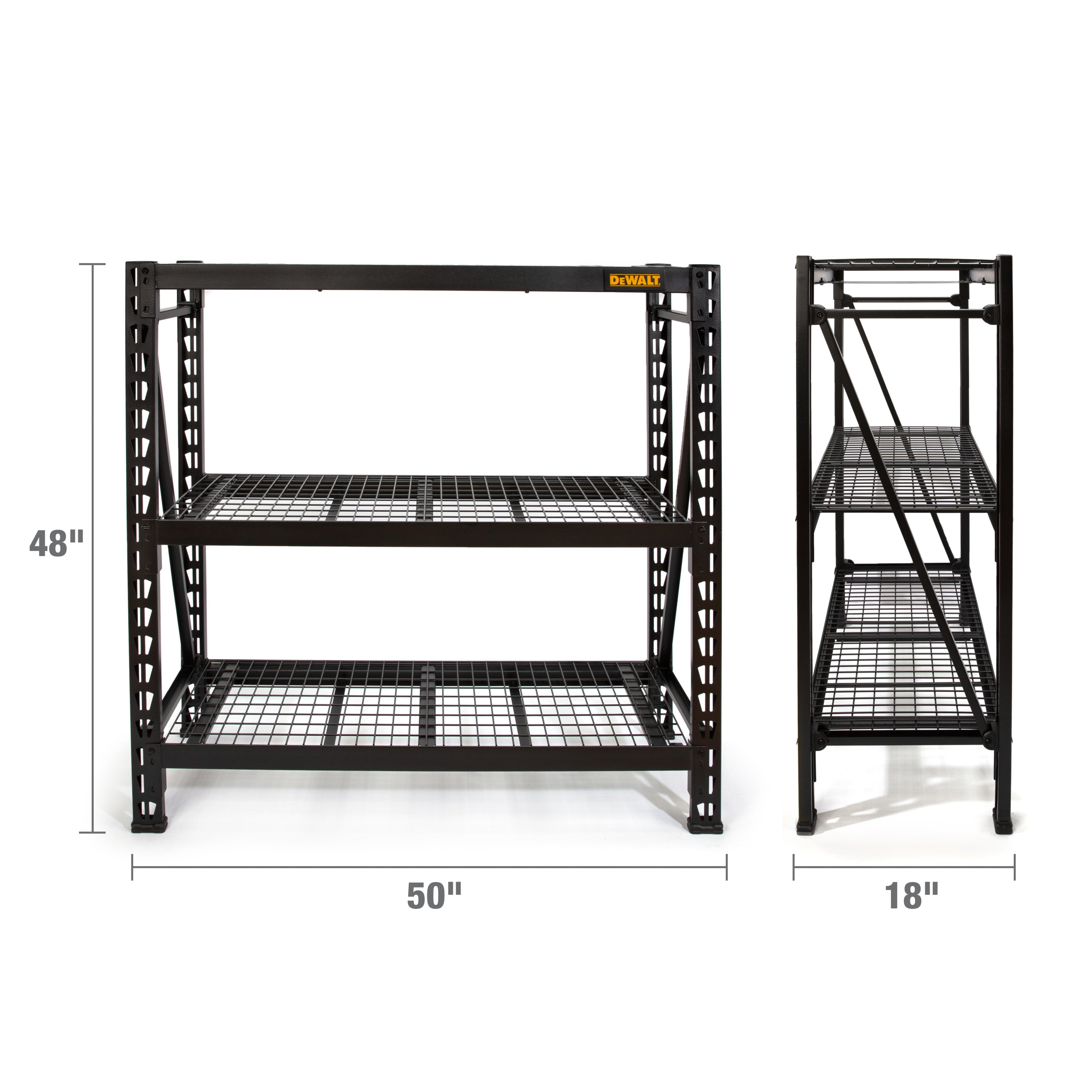 Dewalt 4-Foot Tall, Black Frame 3 Shelf Steel Wire Deck Industrial