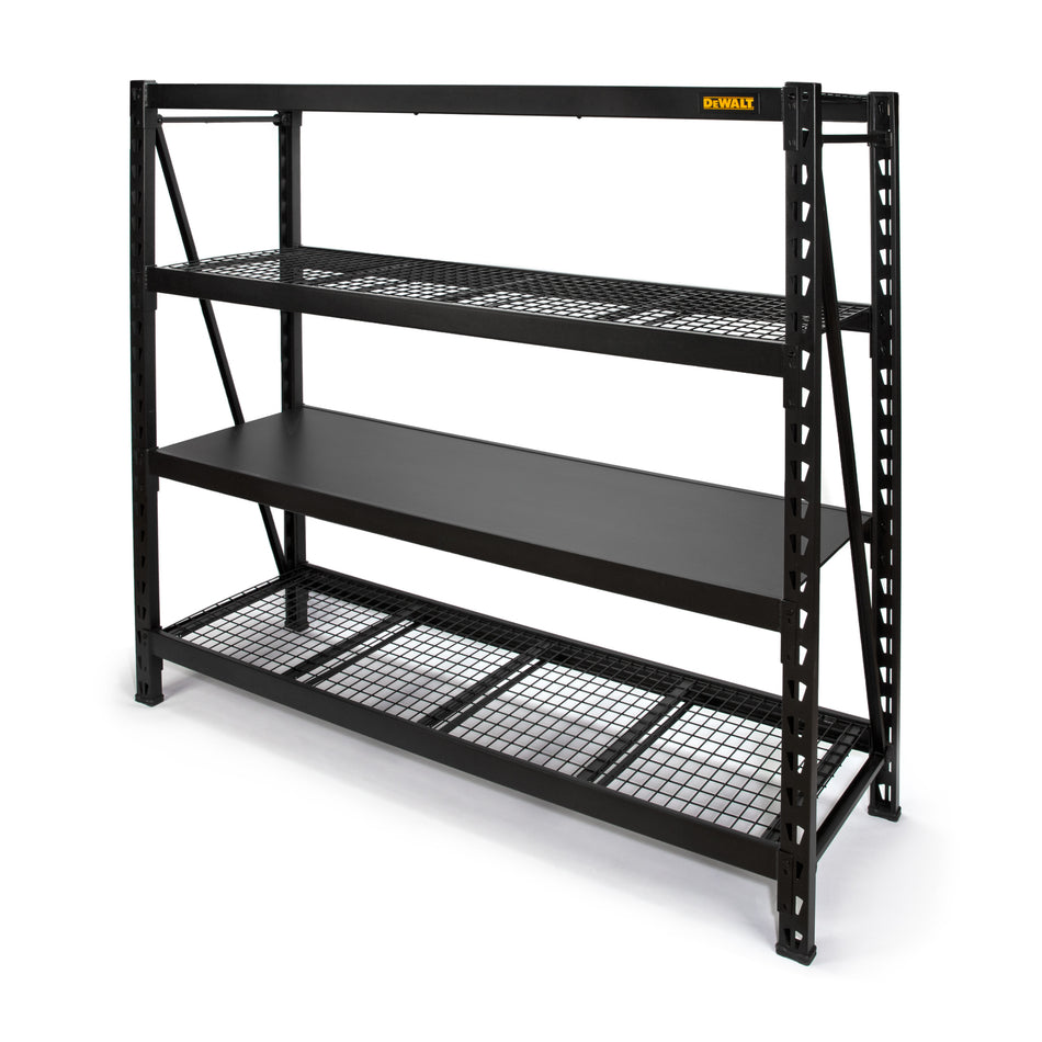 6-Foot Tall, Black Frame 4 Shelf Industrial Storage Rack