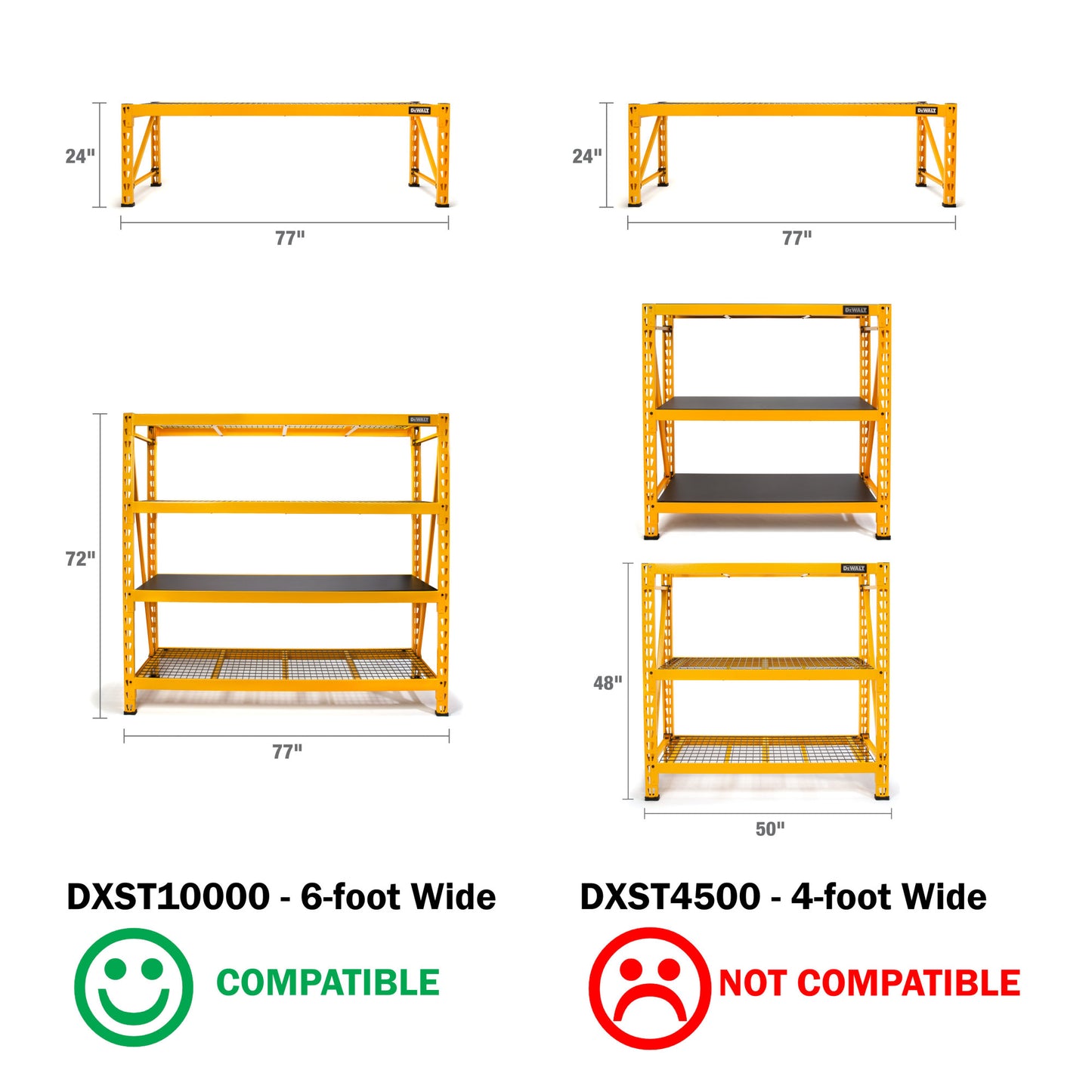 2-Foot Tall 1-Shelf Height Extender Kit for 6-Foot Storage Rack