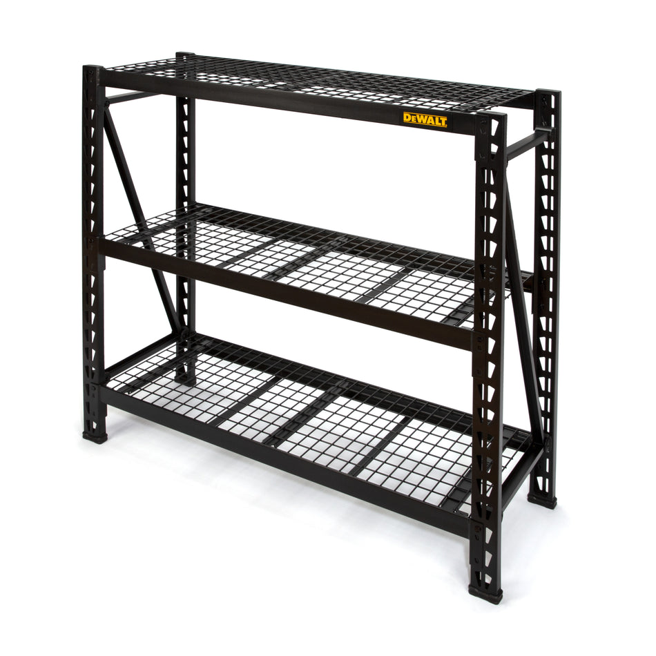 4-Foot Tall, Black Frame 3 Shelf Steel Wire Deck Industrial Storage Rack