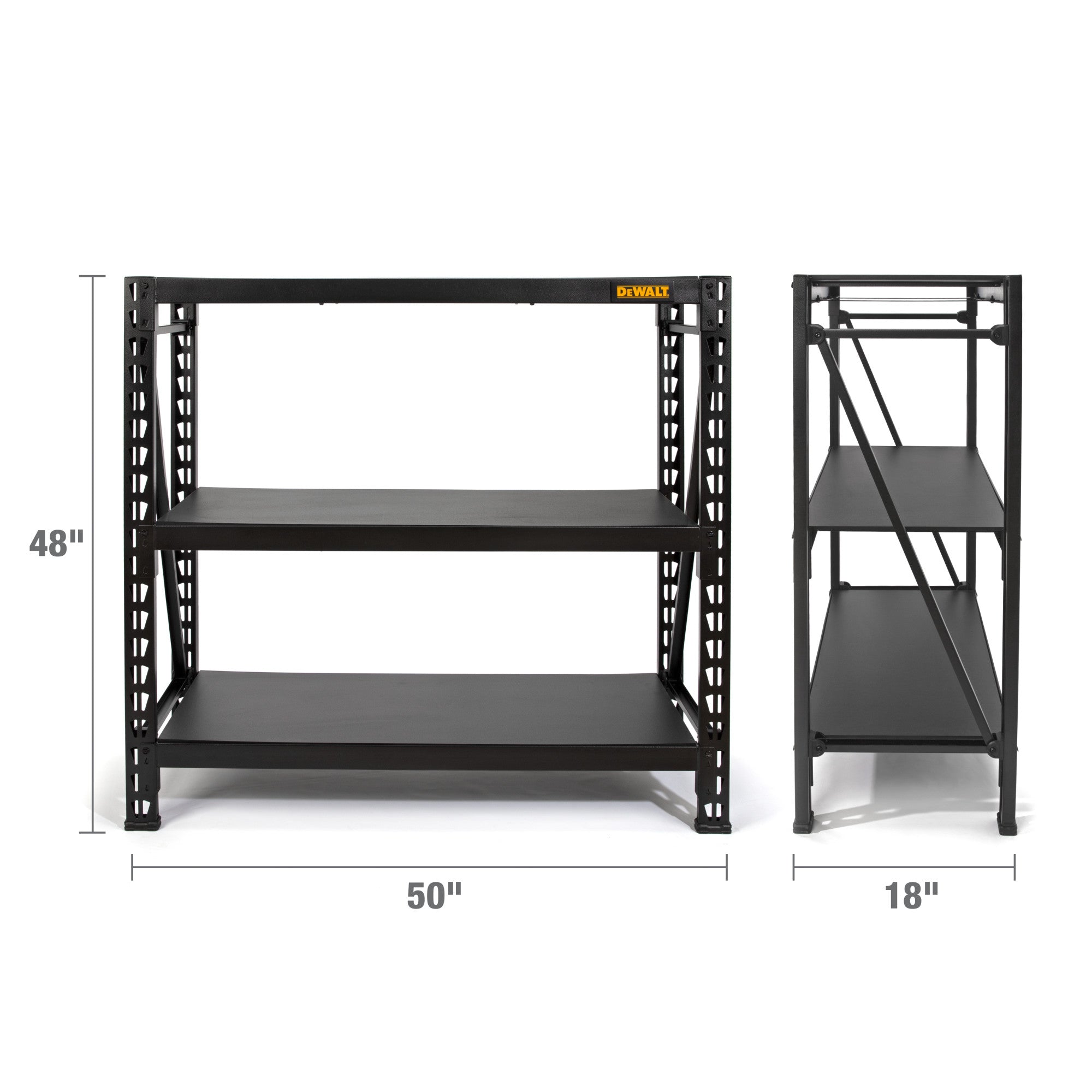 Dewalt 4 Foot Tall Black Frame 3 Shelf Industrial Storage Rack