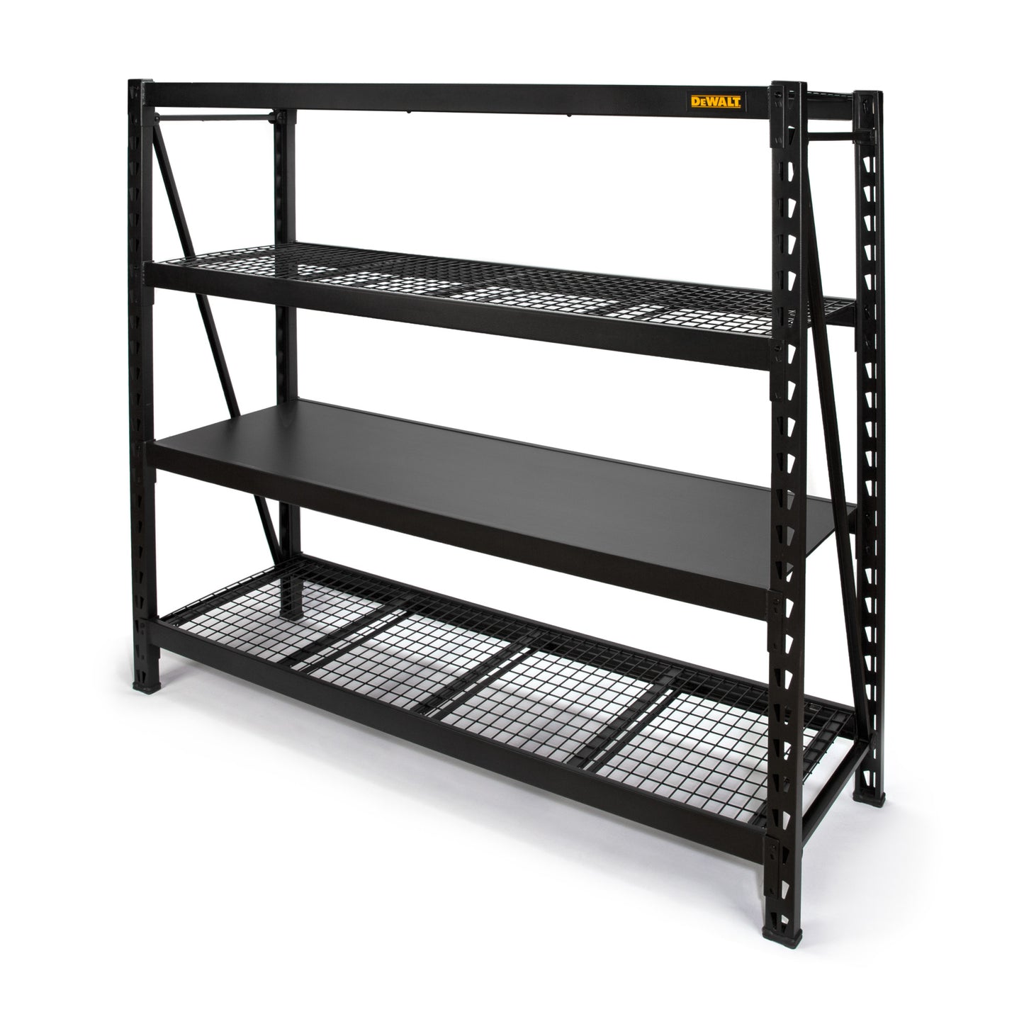 72 in. H x 77 in. W x 24 in. D 4-Shelf Black Industrial Storage Rack