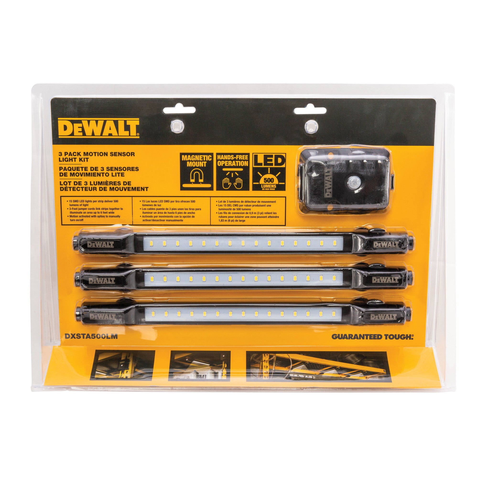 Dewalt 1 500 Lumen Led Motion Activated Magnetic Light Kit 3