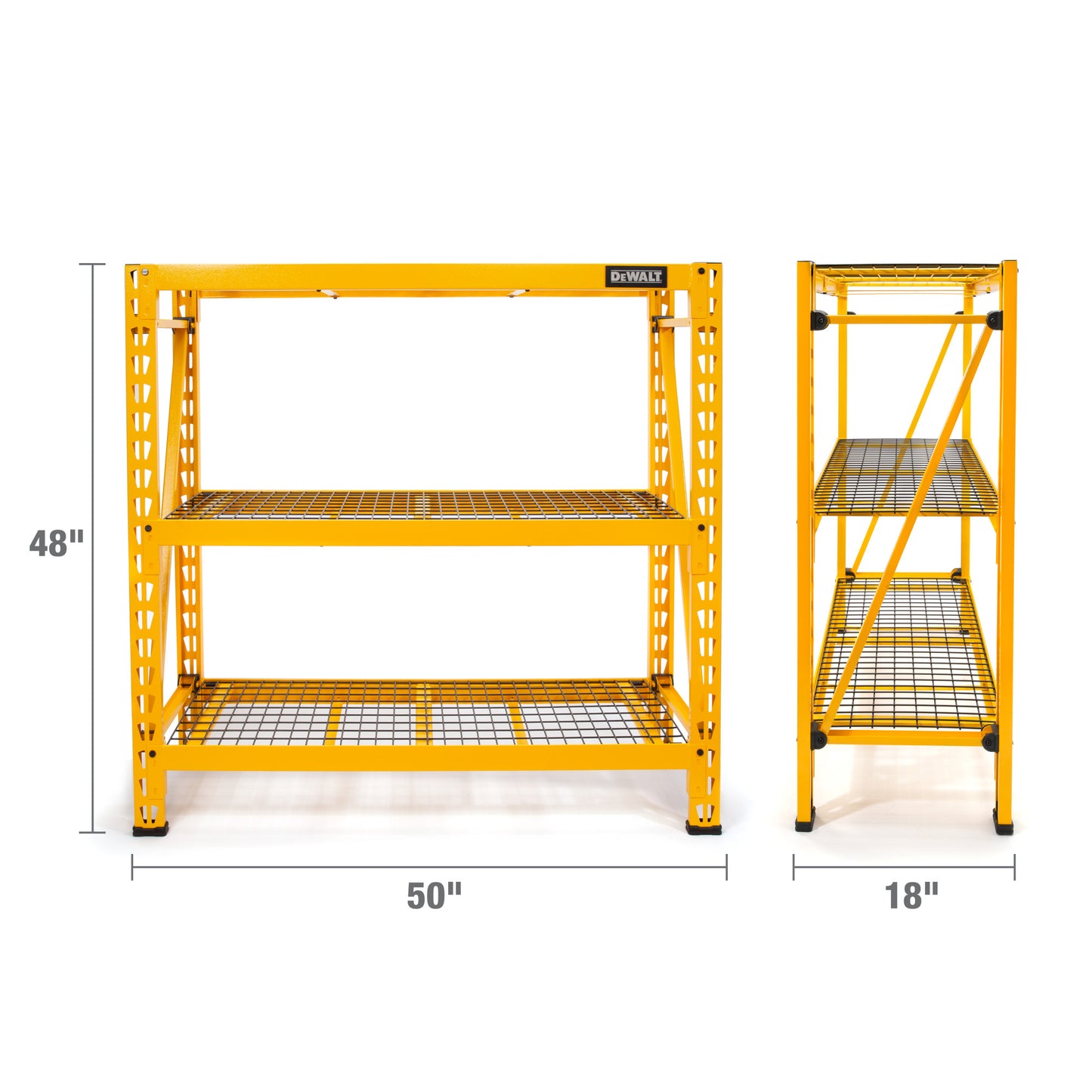 48 in. H x 50 in. W x 18 in. D 3-Shelf Wire Deck Industrial Storage Rack